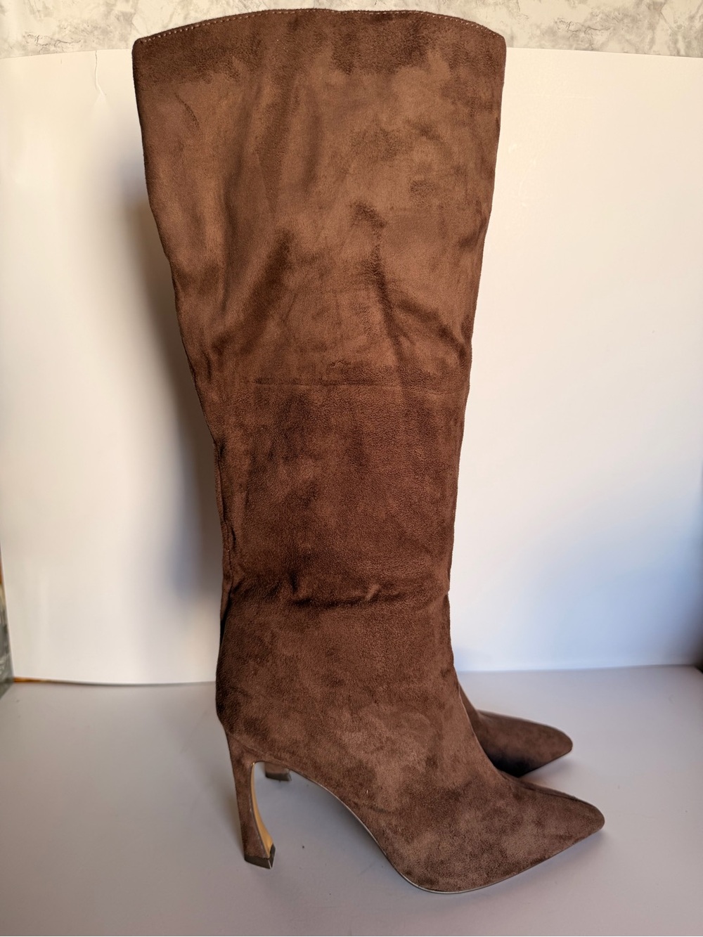 Express Brown Suede Over-the-Knee Heeled Boots